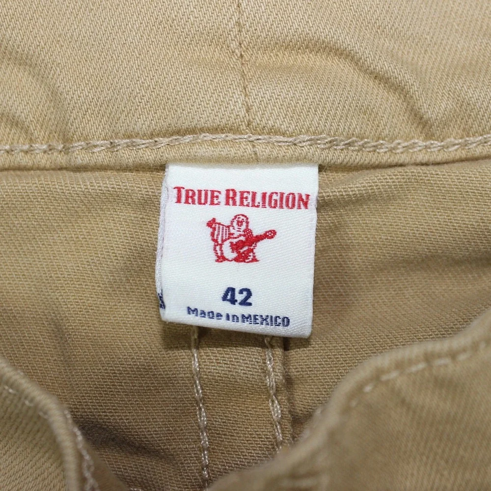 True Religion Ricky Relaxed Straight Cut Off Shorts Tan Khaki Mens 42